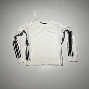 Athleta White and Black Striped Heavyweight Sweatshirt Womens Size XS